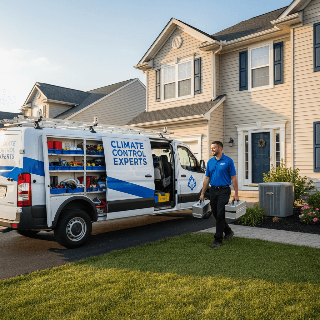HVAC technician arriving for emergency AC repair service