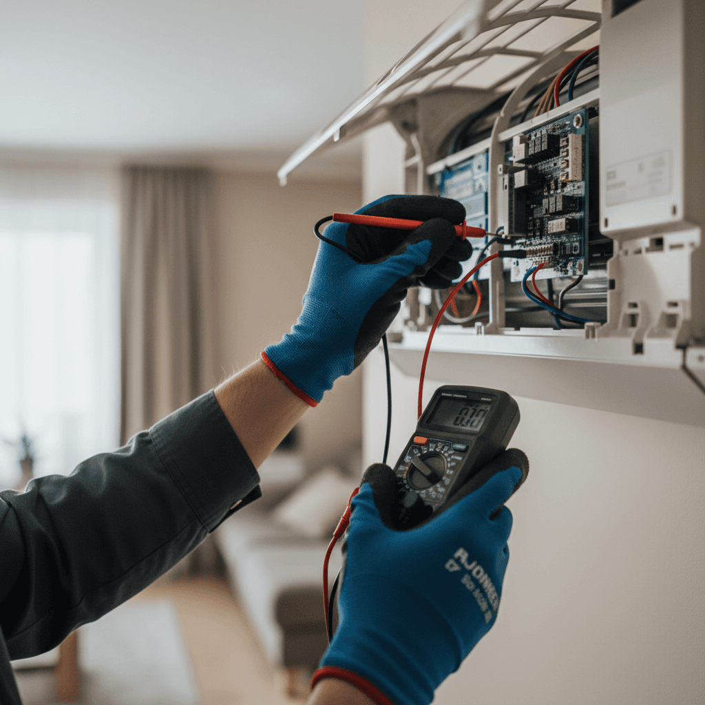 AC technician performing quality inspection